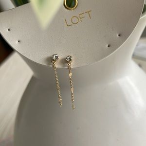 LOFT Small Gold Chain + Crystal Earrings
